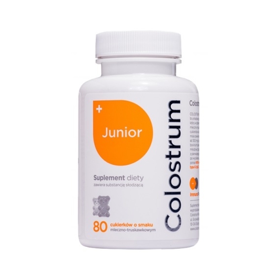 ProBiotics Colostrum JUNIOR 40% IgG Immuno First Aid 80 cukierków mleczno-truskawkowych z probiotykiem cena €16,98