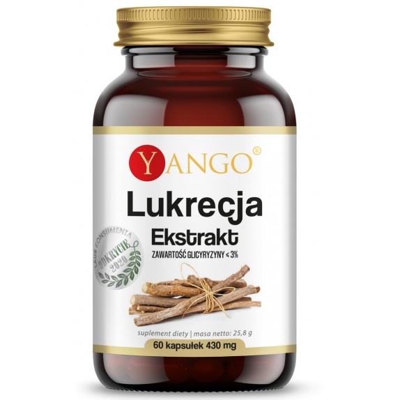 Lukrecja ekstrakt - zawartość gliceryzyny 3% 430 mg 60 kapsułek Yango cena 13,20$