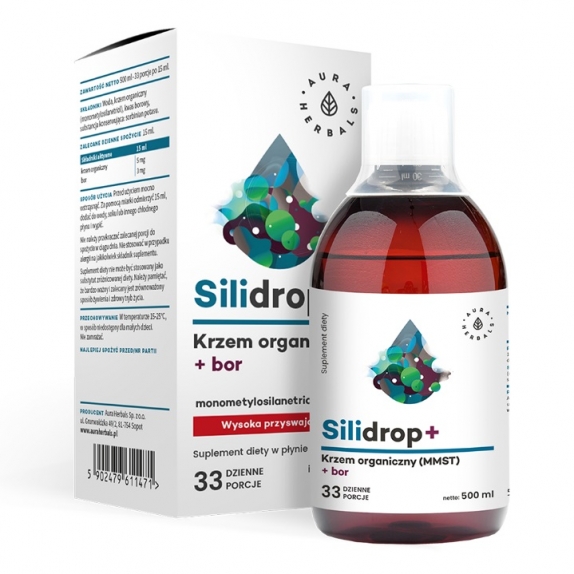 Silidrop+ Bor krzem organiczny MMST 500 ml Aura Herbals  cena 17,97$