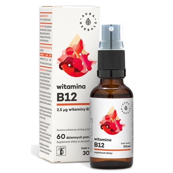 Witamina B12 aerozol 30 ml Aura Herbals cena 4,36$