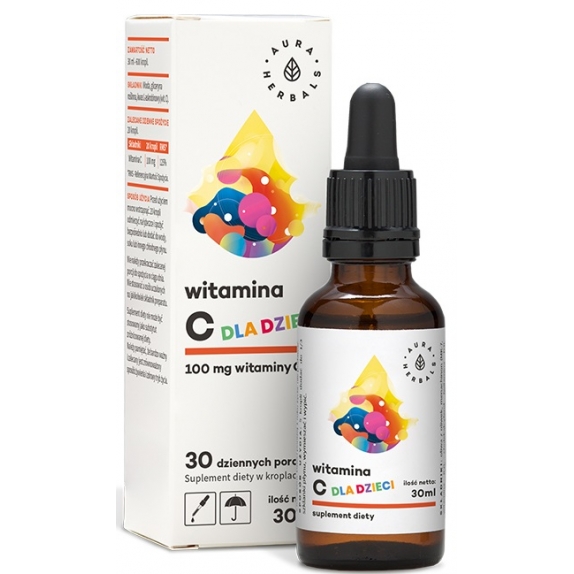 Witamina C dla dzieci 100 mg 30 ml Aura Herbals cena 4,12$