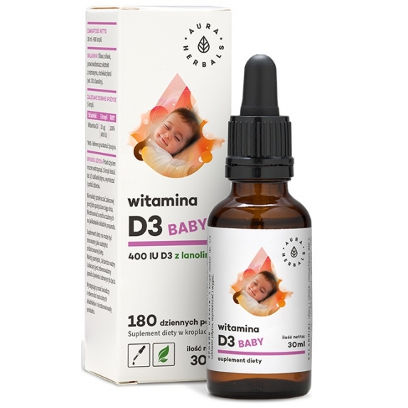 Aura Herbals Witamina D3 Baby 400IU krople 30 ml  cena €3,45