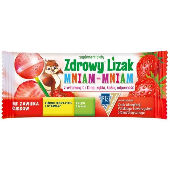 Zdrowy lizak mniam-mniam truskawka 1 sztuka Starpharma  cena 1,99zł