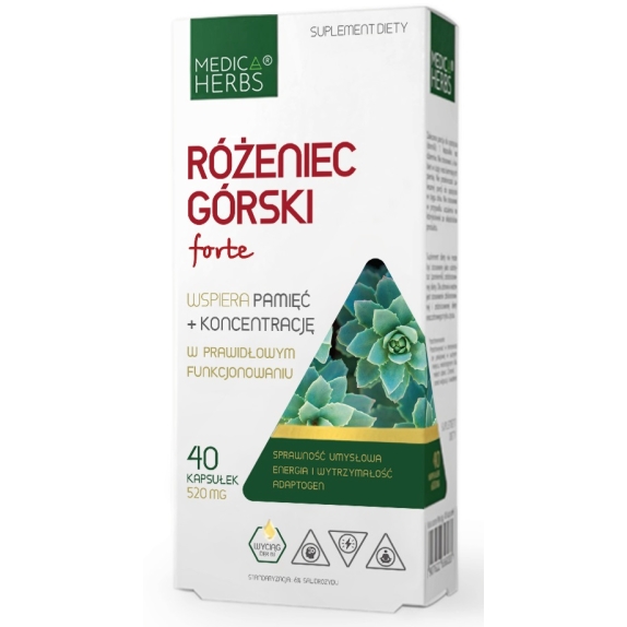 Medica Herbs różeniec górski forte 520 mg 40 kapsułek cena 24,90zł