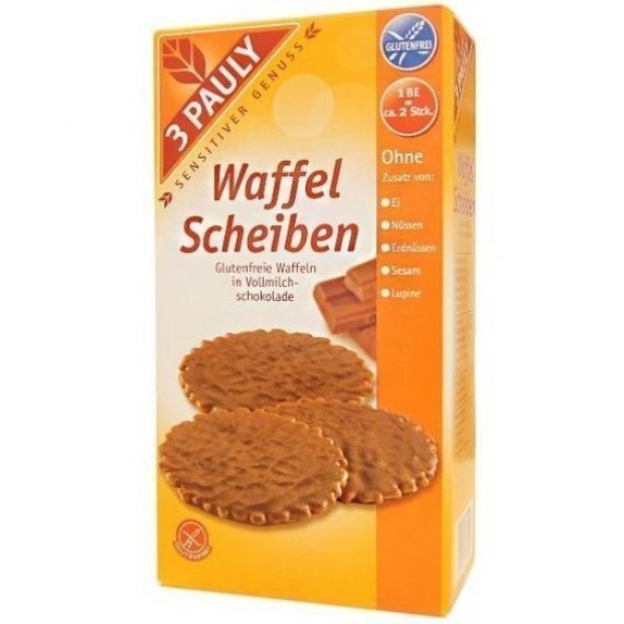 Wafle bezglutenowe w pełnomlecznej czekoladzie cena €3,41