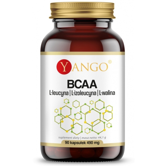 Yango BCAA- L-leucyna, L-izoleucyna, L-walina 490 mg 90 kapsułek cena 7,80$