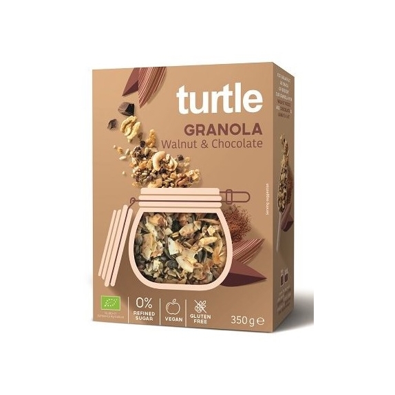 Granola orzech włoski-czekolada bezglutenowa 350 g BIO Turtle cena 27,80zł