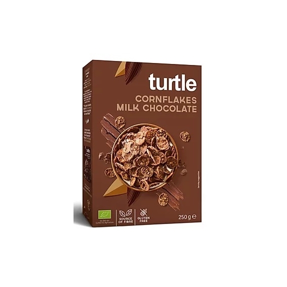Płatki kukurydziane w polewie z mlecznej czekolady bezglutenowe 250 g BIO Turtle  cena 28,15zł