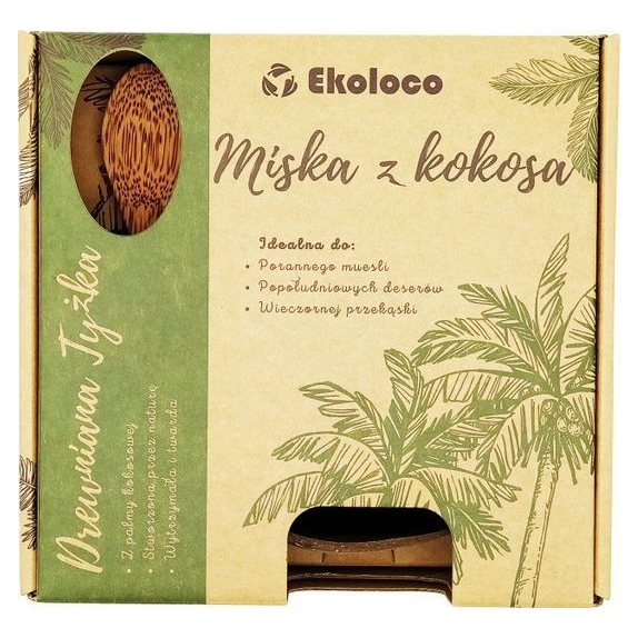 Miska z łupiny kokosa + łyżka z drewna kokosowego Ekoloco cena 46,80zł