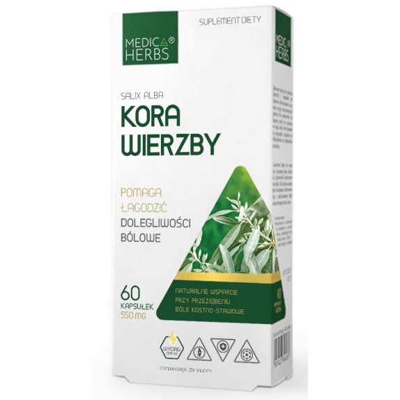 Medica Herbs kora wierzby 550 mg 60 kapsułek cena 26,95zł