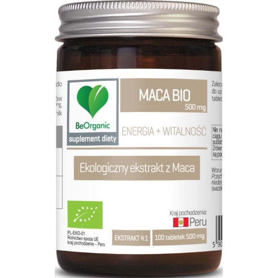 BeOrganic Maca BIO 500 mg 100 tabletek Aliness cena 39,99zł