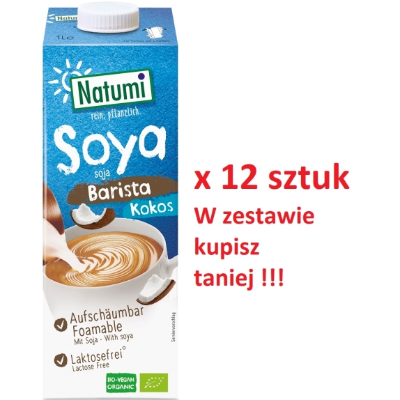 Napój sojowy kokos barista bez cukru 12 sztuk x 1 L Natumi cena 116,15zł