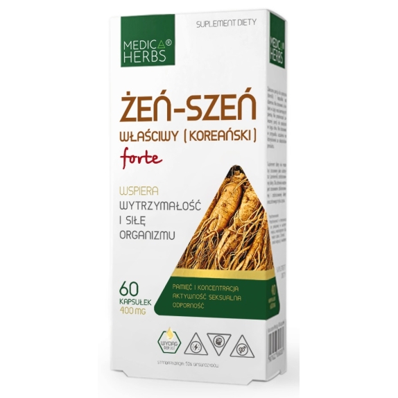 Medica Herbs żeń-szeń właściwy koreański forte 400 mg 60 kapsułek cena €6,09