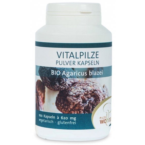 Grzyby agaricus blazei (Pieczarka brazylijska) BIO 620 mg 100 kapsułek Pilze Wohlrab cena 105,00zł
