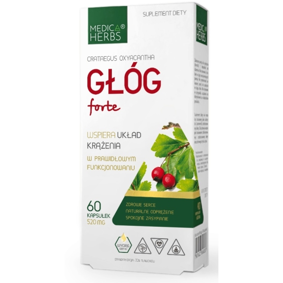 Medica Herbs głóg forte 520 mg 60 kapsułek cena 5,93$