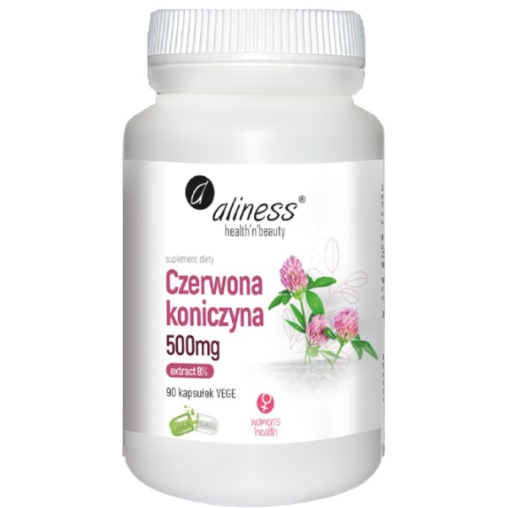 Aliness czerwona koniczyna ekstrakt 8% 500 mg 90 vege kapsułek cena 49,90zł