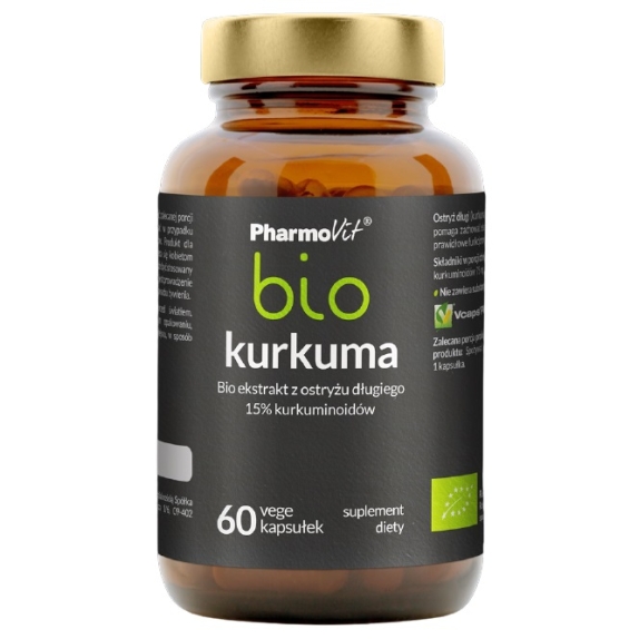 Bio Kurkuma ekstrakt z ostryżu długiego 15% kurkuminoidów 60 kapsułek Vcaps® Plus Pharmovit cena 33,45zł