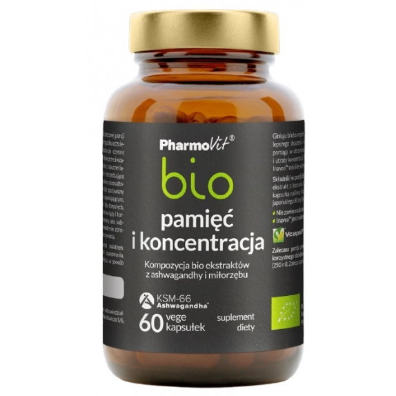 Pharmovit Bio Pamięć i Koncentracja ekstrakty z ashwagandhy i miłorzębu 60 kapsułek Vcaps® Plus  cena €8,38