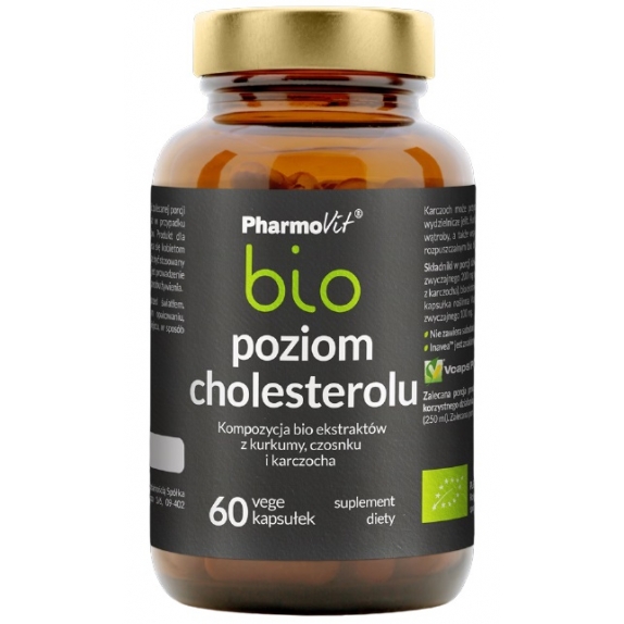 Bio Poziom Cholesterolu ekstrakty z kurkumy, karczocha i czosnku 60 kapsułek Vcaps® Plus Pharmovit cena 36,65zł