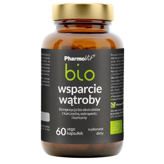 Pharmovit Bio Wsparcie Wątroby ekstrakty z karczocha, ostropestu i kurkumy 60 kapsułek Vcaps® Plus  cena €8,38