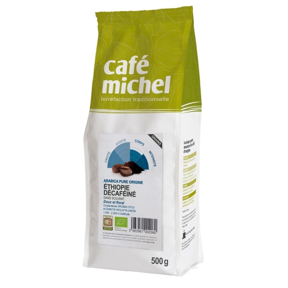 Kawa ziarnista Arabica bezkofeinowa 100% Etiopia fair trade BIO 500 g Cafe Michel  cena 20,15$