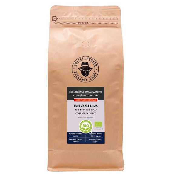 Kawa ziarnista Arabica 100% Brazylia fair trade BIO 1 kg Coffee Hunter cena 131,05zł
