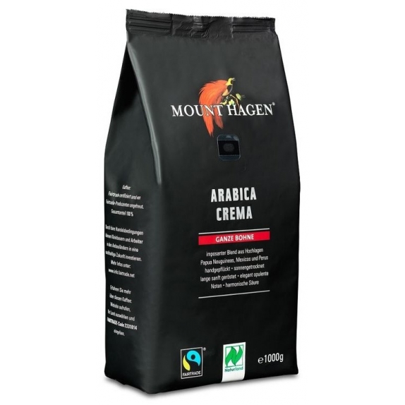 Kawa ziarnista Arabica 100% Crema fair trade 1 kg BIO Mount Hagen  cena 94,89zł