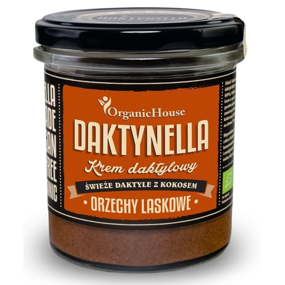 Krem kokosowo-daktylowy orzechy laskowe Daktynella bezglutenowy BIO 280 g Organic House cena 37,05zł