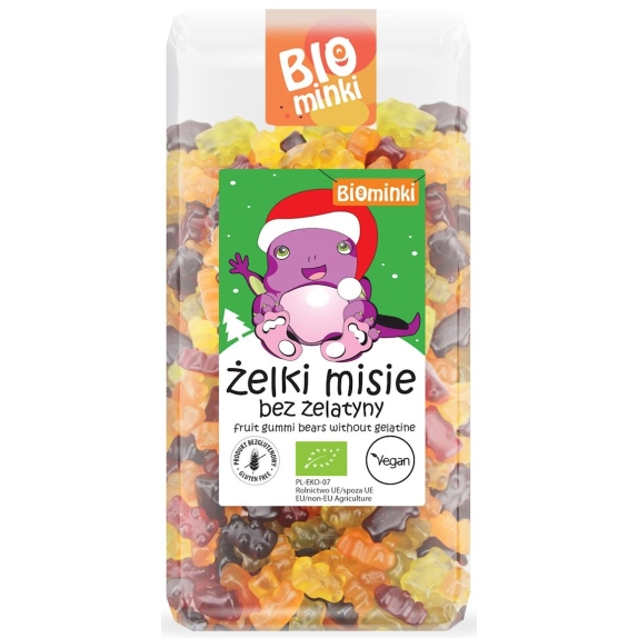 Żelki misie bez żelatyny bezglutenowe 500 g BIO Biominki EDYCJA ŚWIĄTECZNA cena 42,99zł