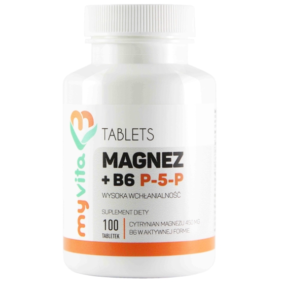 MyVita Magnez + B6 P5P (cytrynian magnezu) 100 tabletek cena €4,64