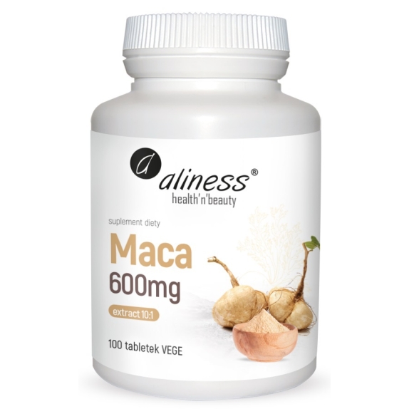 Aliness maca ekstrakt 10:1 600 mg 100 vege tabletek cena 39,99zł