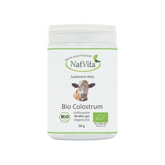 BIO Colostrum Liofilizowane 30-40% IgG proszek 50 g Natvita cena €15,40