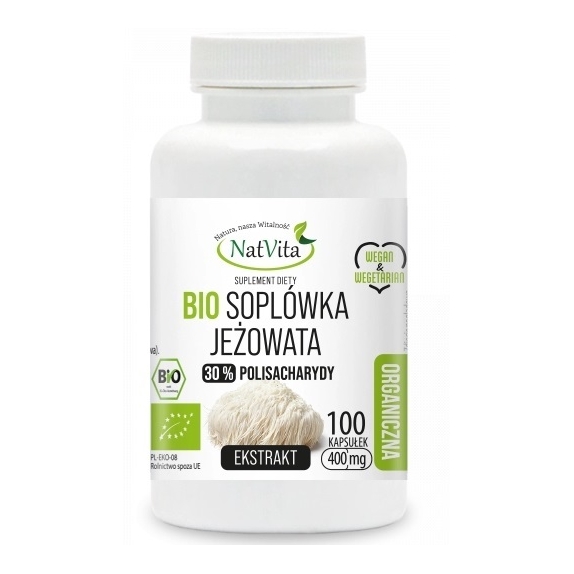 Grzyb soplówka jeżowata ekstrakt 400 mg  30% 100 kapsułek Natvita cena 89,00zł