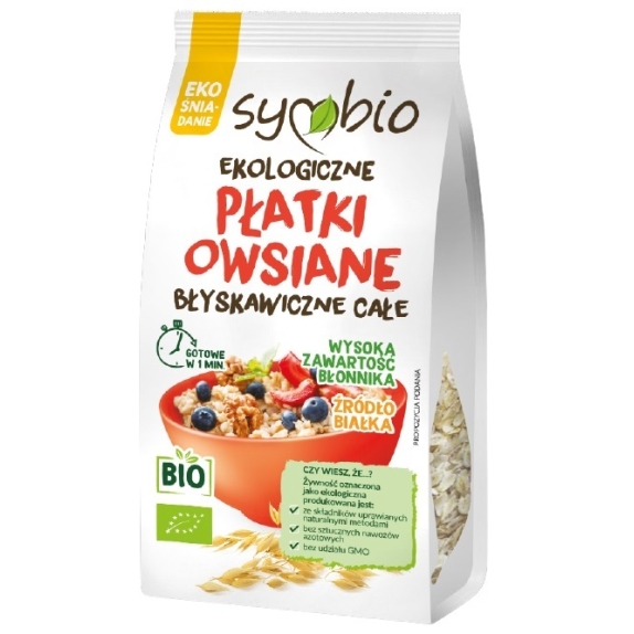 Płatki owsiane błyskawiczne całe BIO 300 g Symbio cena 5,66zł