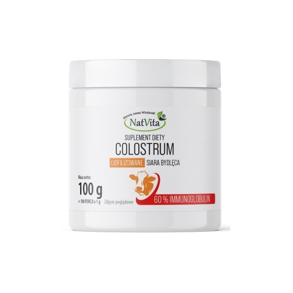 Natvita Colostrum Krowie Liofilizowane 60% IgG 100 g cena €33,29