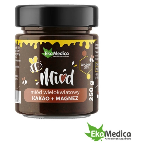 EkaMedica Miód wielokwiatowy z kakao i magnezem 250 g  cena 22,50zł