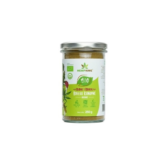 Białko konopne z burakiem i brokułem bezglutenowe 250g BIO Hempking cena €9,06