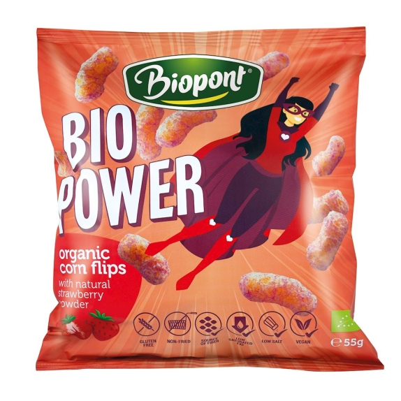 Chrupki kukurydziane o smaku truskawkowym bezglutenowe 55g BIO Biopont cena €1,27