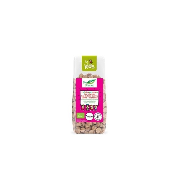 Żelki owocowe bez żelatyny, bez dodatku cukrów jabłko-truskawka bezglutenowe BIO 100g Bio Planet cena €2,05