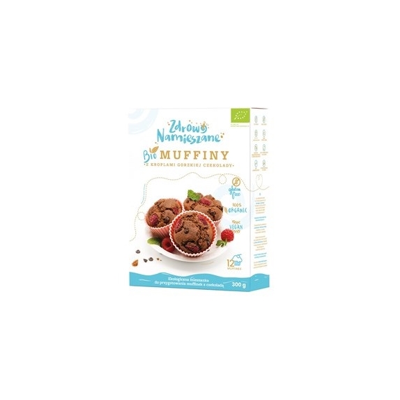 Mieszanka na muffinki z kroplami gorzkiej czekolady bezglutenowa BIO 300g Zdrowo Namieszane cena €2,85