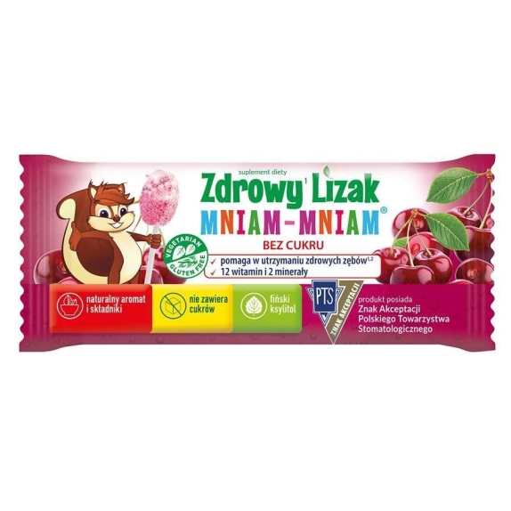 Zdrowy lizak mniam-mniam musująca wiśnia 1sztuka  cena 3,30zł