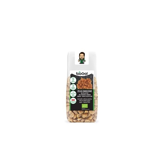 Żelki bez żelatyny, bez cukrów jabłko-owoce egzotyczne bezglutenowe BIO 90g BioGol cena 1,24$