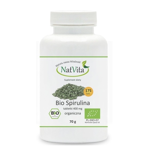 NatVita BIO spirulina (algi) 400 mg ok. 175 tabletek cena 6,88$