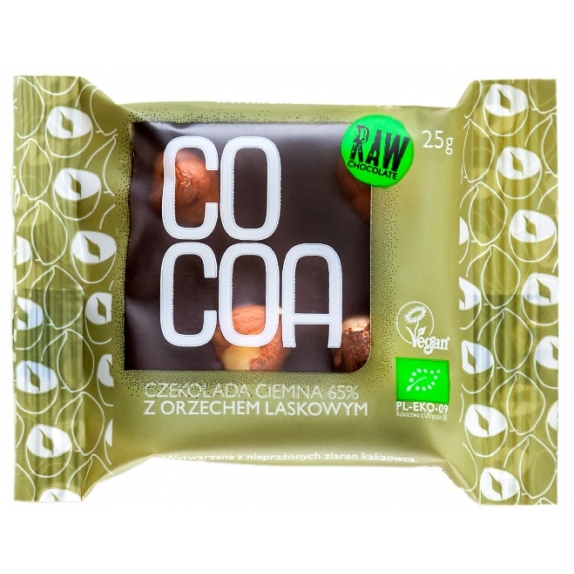 Cococa czekolada ciemna 65% z orzechami laskowymi 25 g BIO cena 5,65zł