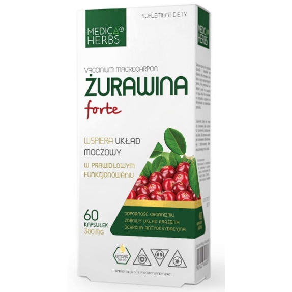 Medica Herbs żurawina forte 380 mg 60 kaps cena €5,64