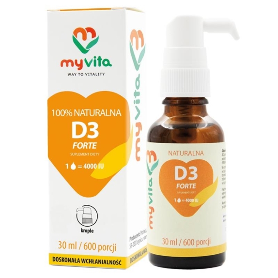 Myvita Witamina D3 4000 IU krople 600 porcji 30 ml cena 7,83$