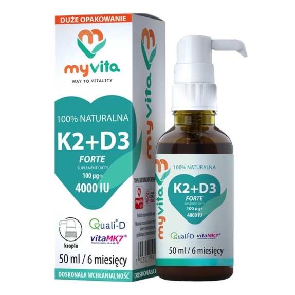 MyVita Witamina K2 MK-7+ D3 Forte w kroplach 4000iu 50ml cena 79,95zł