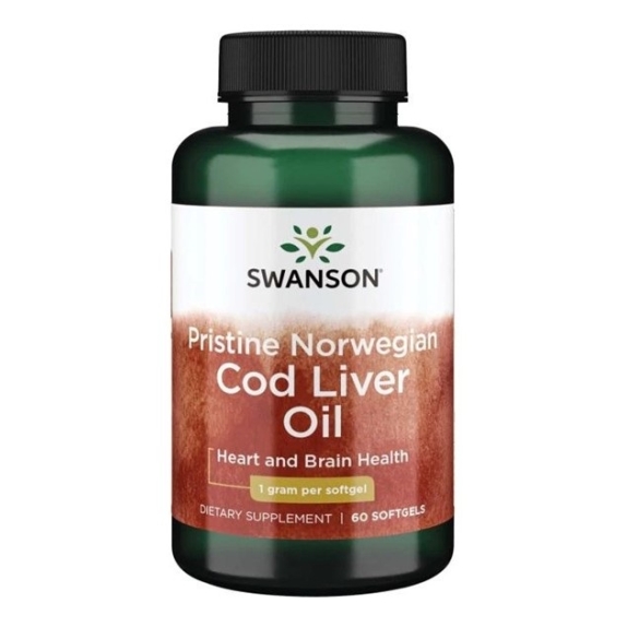 Swanson pristine norwegian cod liver oil olej z wątroby dorsza 60 kapsułek cena 12,12$