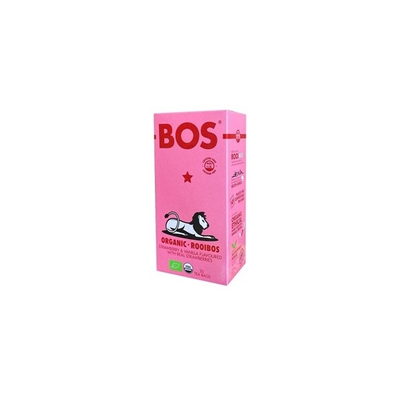 Herbatka rooibos o smaku truskawkowo - waniliowym BIO 20 saszetek BOS cena €1,40