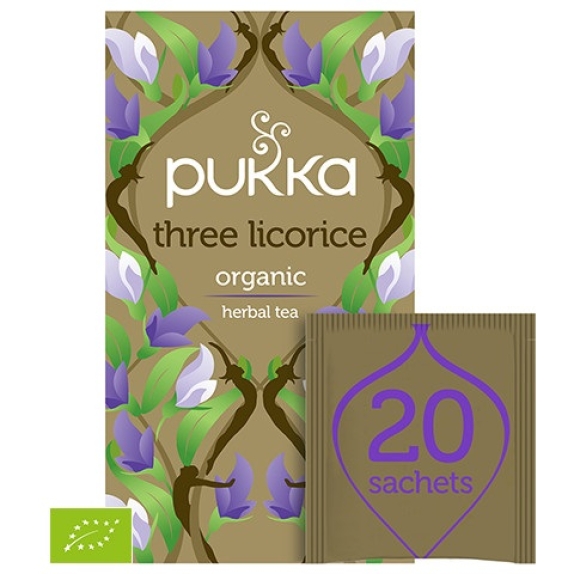 Pukka trzy lukrecje BIO 20 saszetek cena 28,25zł